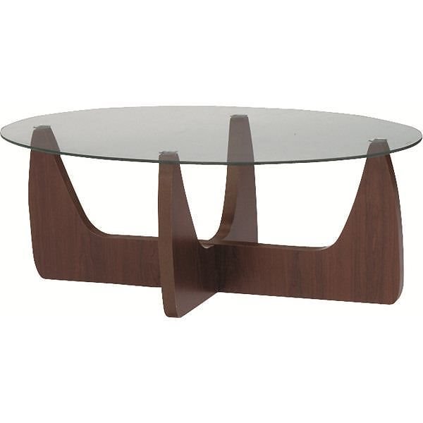 リビングテーブル オーバル型 強化ガラス製 脚/両面使用可（2WAY） GGH-361