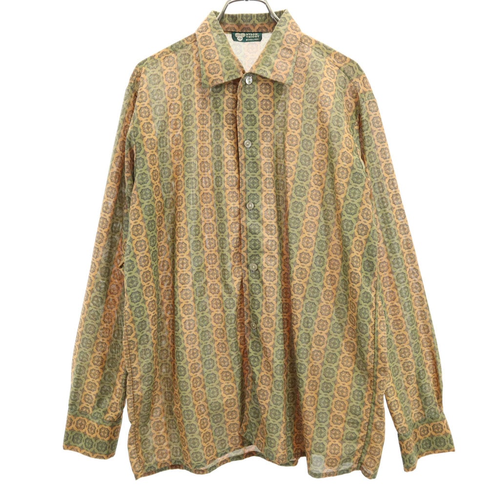 NYLON TIP 70s 総柄 長袖 シャツ 40 ベージュブラウン 他 オールド ヴィンテージ メンズ 6,073円