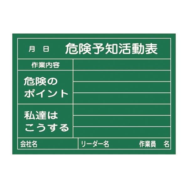 危険予知活動黒板木製 危険予知活動表 作業内容 危険のポイント 私達はこうする KKY-2C
