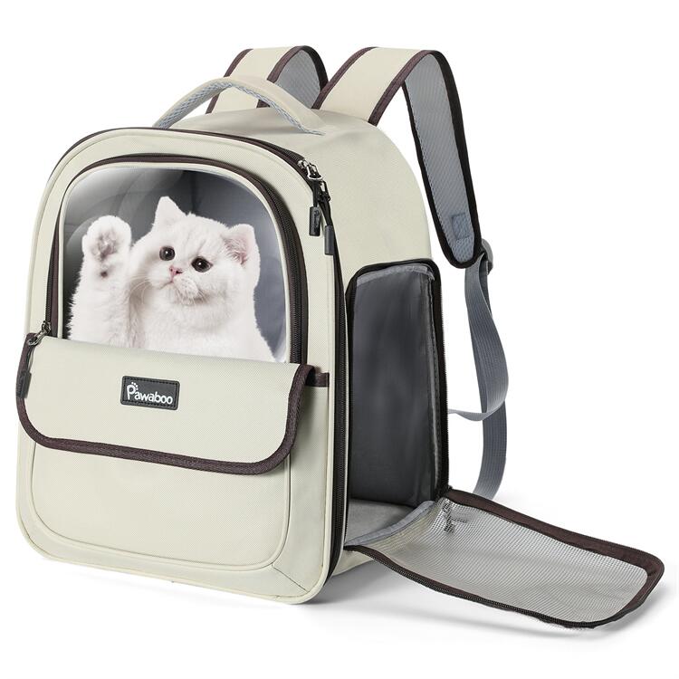 猫用キャリーリュック バックパック式 リュックタイプ ハンドキャリー PVC 度窓 ペットキャリー バッグ 折畳み多機能 メッシュ 横出入り ボウル付き 通気性 臭気がない 布製 逃出防止 撥水加工