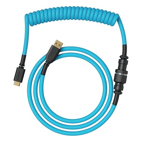 キーボードケーブル USB-C USB-A PC側 /1.3m Coiled Cable エレクトリックブルー GLO-CBL-COIL-EB