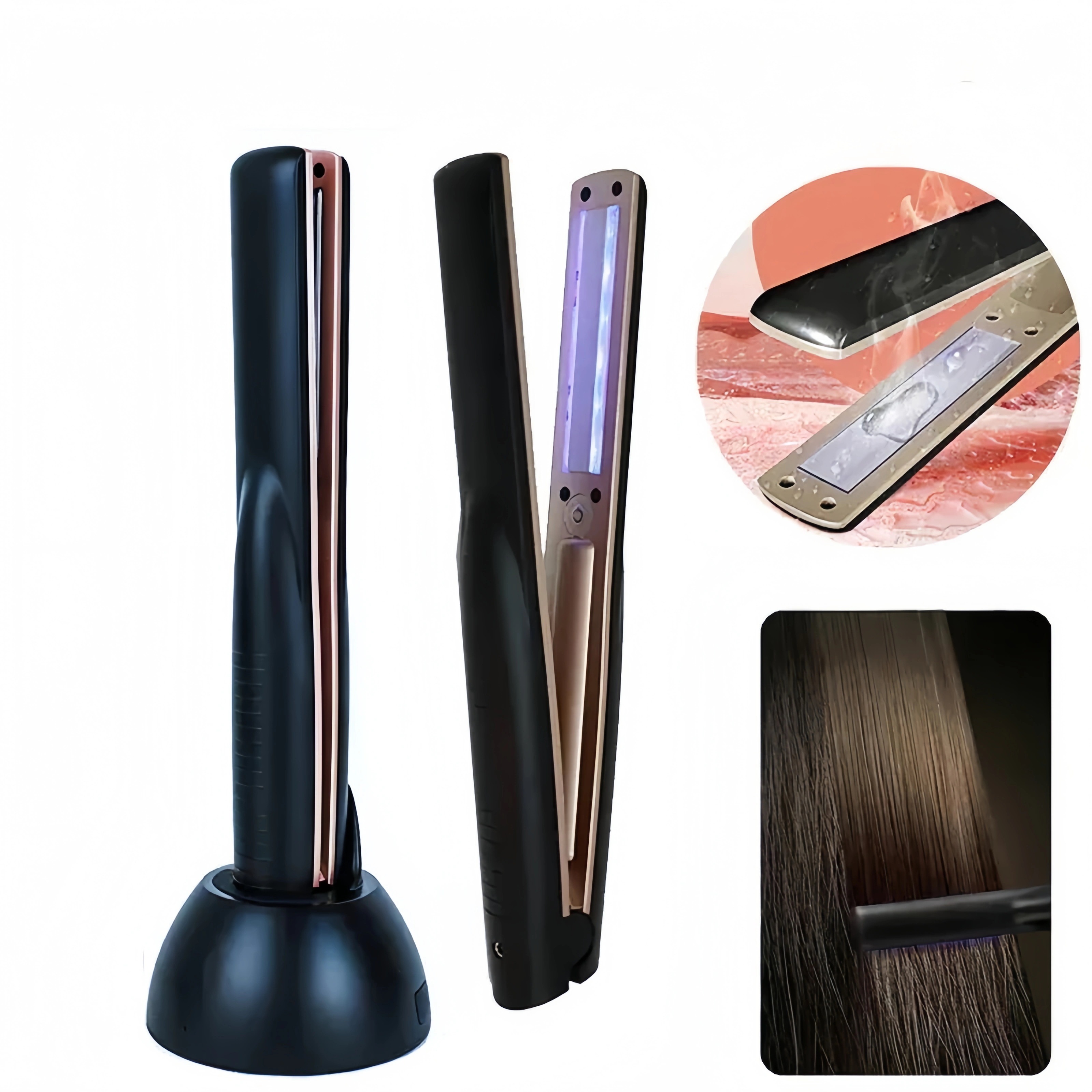 人気 超音波アイロン 超音波ヘアトリートメント台座付 ヘアケアプロフェッショナル ヘアトリートメント 髪質改善 髪用イオン導入器 超音波 振動 栄養深部浸透 防水 ツヤ髪 USB充電式