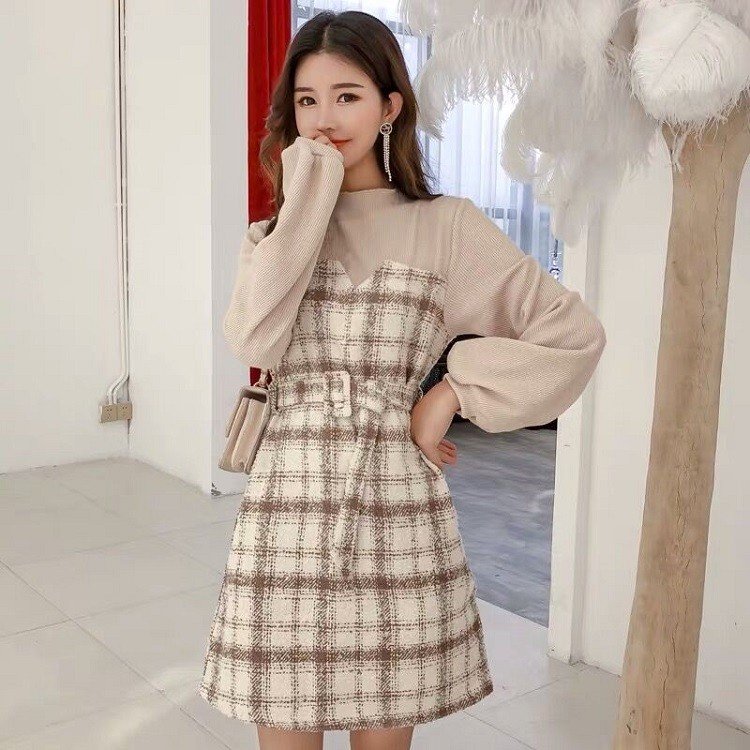 ワンピース レディース きれいめ ミニ丈膝丈ワンピースセットアップ 　ベルト付き　長袖 ワンピース