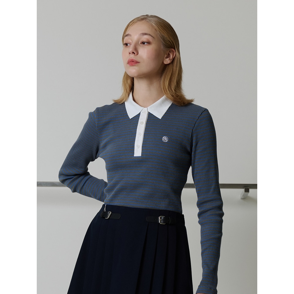 FREI ストライプカラーTシャツ (ブルー)