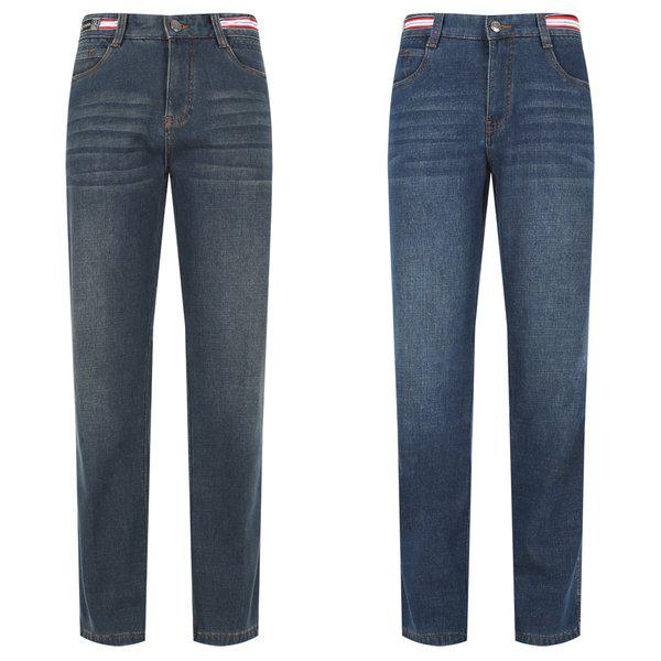 メンズ冬配色ポイント起毛デニムパンツ GD-JEK-568