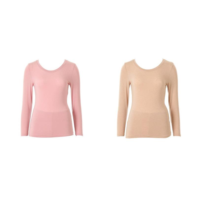 [] WLG2552C 柔らかい肌触りのすっきりとしたデザイン 高級カシミヤ 女性9分丈トップス肌着