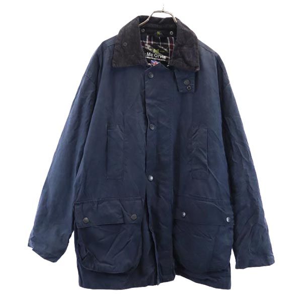 Mc Orvis オイルド カバーオール XL ネイビー ワーク ジャケット コーデュロイ襟 収納型フード メンズ