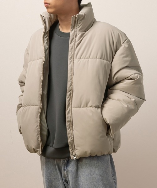 ダウンジャケット ダウン ストレッチファイバーダウンスタンドジャケット/パファージャケット/ビッグシルエット/ユニセックス メンズ レディース