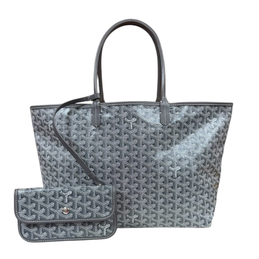 ゴヤール サンルイPM トートバッグ PVCコーティングキャンバス グレー GOYARD 中古 美品