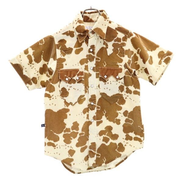USA製 半袖 ウエスタンシャツ 茶×ベージュ メンズ