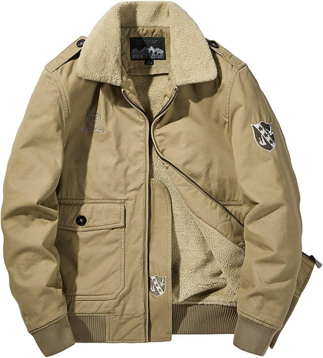 裏ボアジャケット メンズ 厚手 冬 ボアフリース ジャンパー ワークウエア 作業着 カジュアル ボアコート 保温 防寒 アウター 綿服 おしゃれ 普段使い アウトドア 通勤 通学 登山