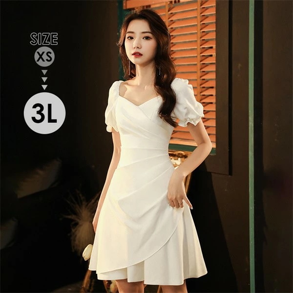 ドレス 大人 ピアノ発表会 ドレス 演奏会 膝丈 結婚式 大きいサイズ パーティードレス パフスリーブ ファスナー 膝丈ドレス ショート丈ドレス お呼ばれ 20代 30代 可愛い da055c6c6m 14,788円