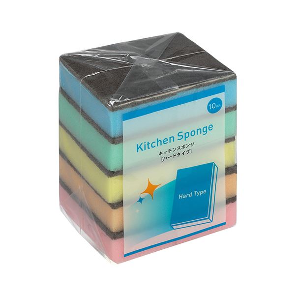 （まとめ）TANOSEE キッチンスポンジ ハード 1パック（10個）[x20セット]