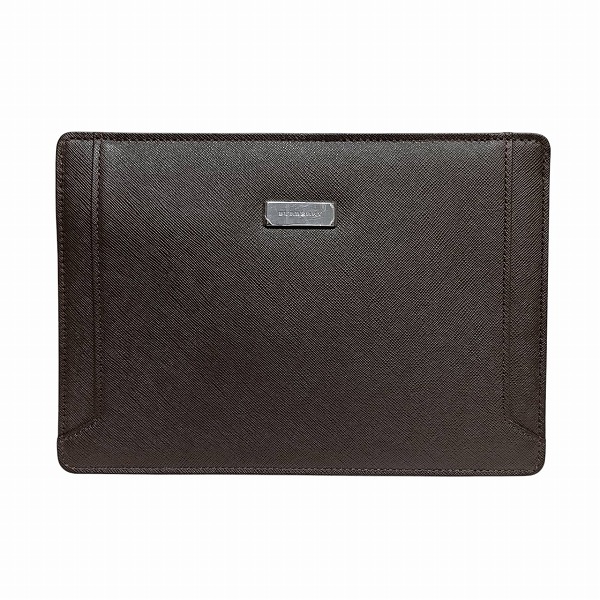 バーバリー ブラウン ロゴプレート バッグ セカンドバッグ クラッチバッグ メンズ【中古】