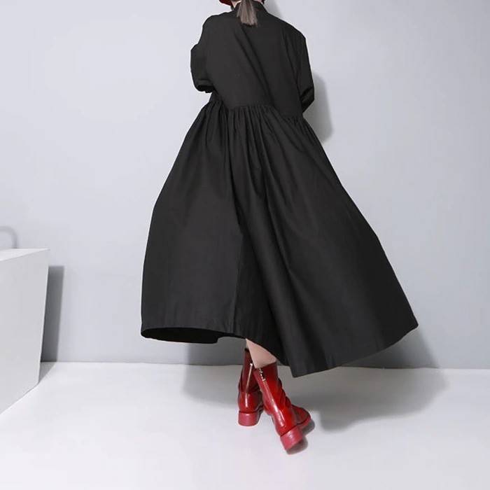 ドレス 袖あり ゆったり プルオーバー きれいめ 2022 大人 上品 お洒落 かっこいい 大人女子 こなれ感 クール モード系 モダン 主役級 存在感 抜け感 オールマッチ ハイエンド ニッチ