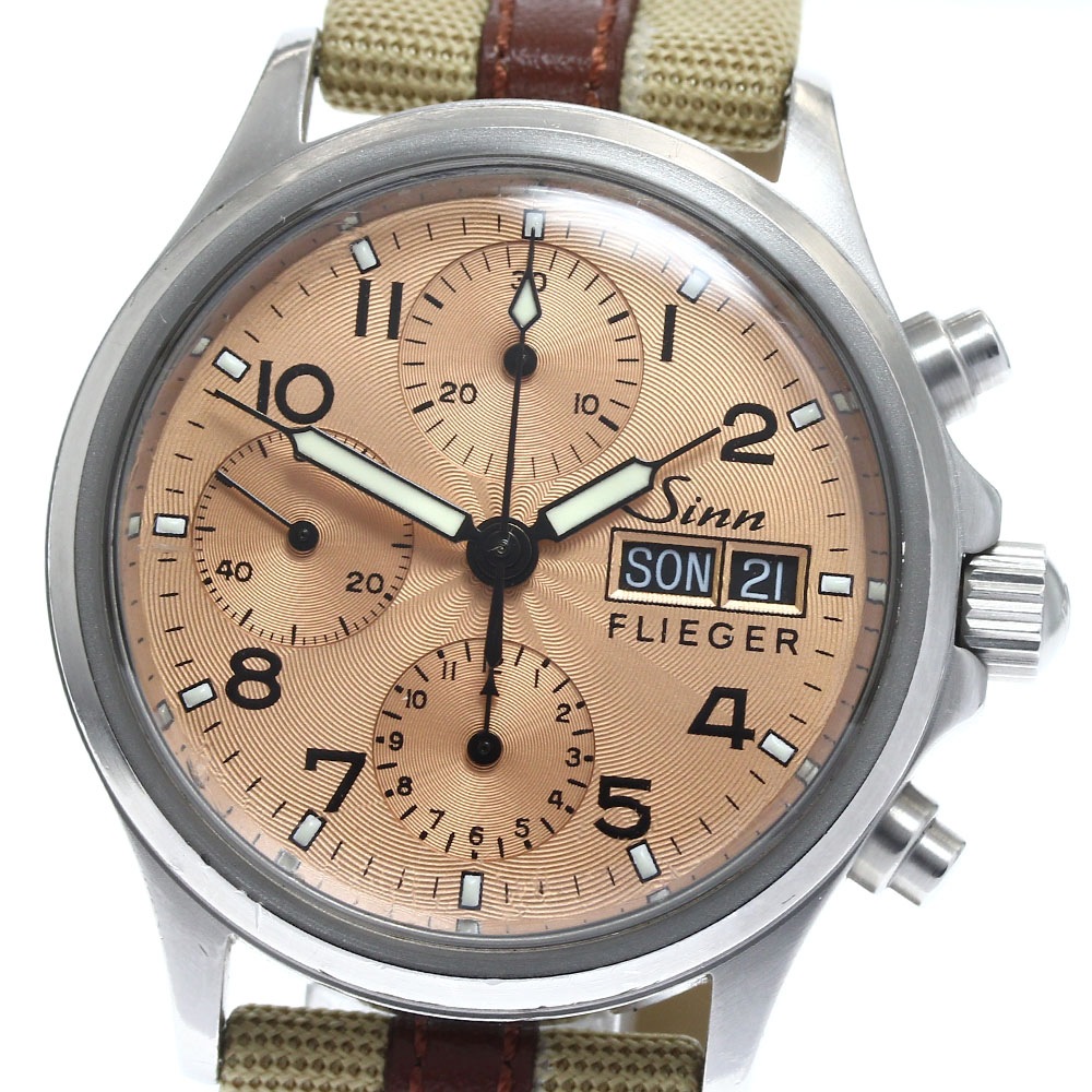 ジン Sinn 356 フリーガー デイデイト クロノグラフ 自動巻き メンズ 保証書付き_896531【中古】
