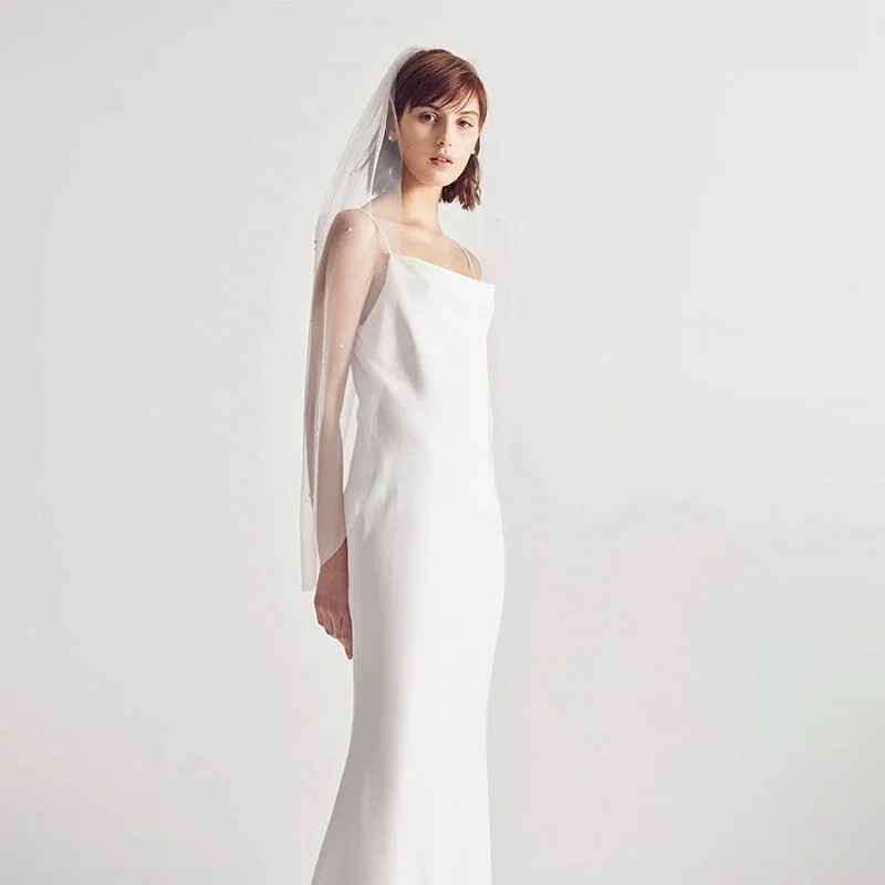 ライトウエディング2024新作レディースサテンシンプルライトチュールホルターウェディングパーティードレス