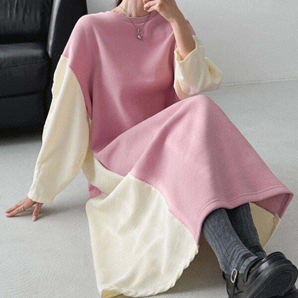 （OP）ゴールデンコンビ裏起毛ワンピース 冬 コーデュロイ 裏起毛