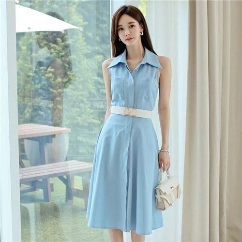 【期間限定特価】花柄ワンピース大人ミディアムM膝下インポートノースリーブタイトワンピース韓国結婚式 母の日のプレゼント