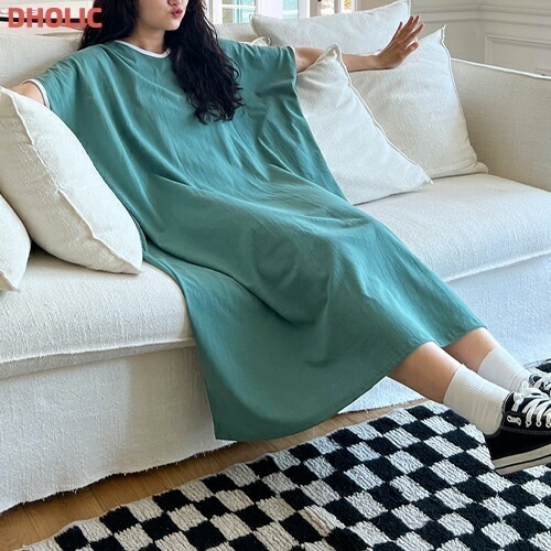 ビッグボクシー配色ワンピース