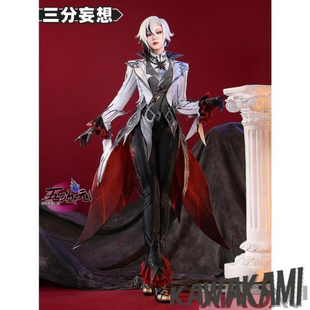 三分妄想　原神　コスプレ　アルレッキーノ 召使　ファデュイ 執行官　衣装　ウィッグ　鞋　追加可