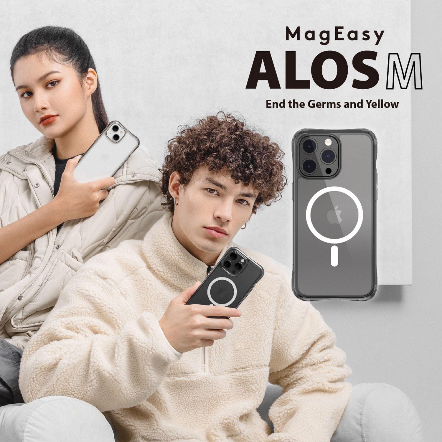 iPhone15Pro 対応 ケース Magsafe 対応 マグネット 付 / 耐衝撃 米軍 MIL規格 クリア 耐衝撃ケース 黄ばみ 防止 透明 スマホケース Alos M