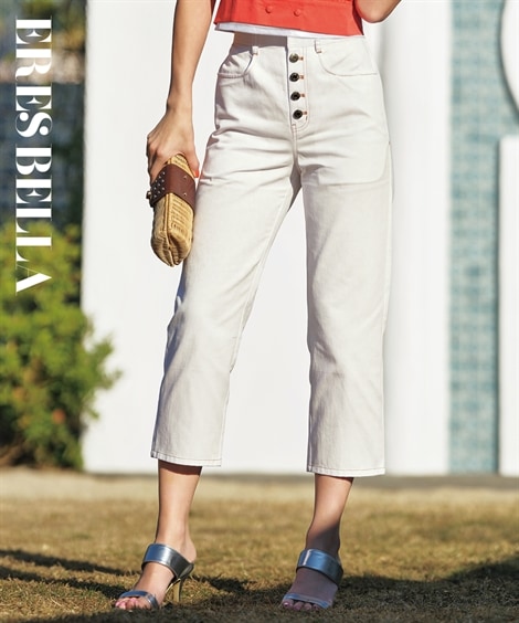 ロングパンツ 綿１００％ストレートクロップドパンツ ERES BELLA