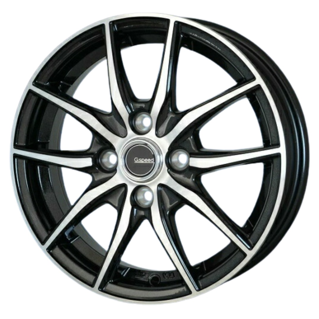 ホイール 4本セット ジースピード メタリックブラックポリッシュ 軽カー 軽トラ全般N-BOX タント 13インチ 13×4.00B PCD100 4H +45 P-02 JWL-T