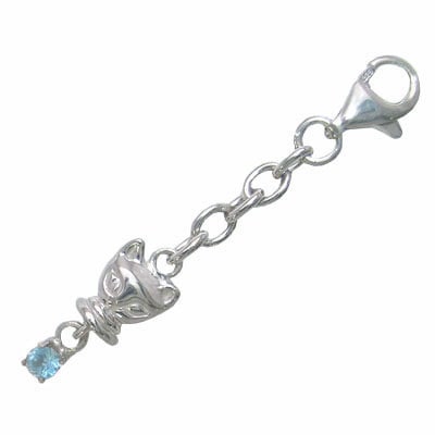 幸せを招く猫モチーフ ( 11月誕生石 ) シルバー ブルートパーズチャームトップホルダー楽ギフ_包装