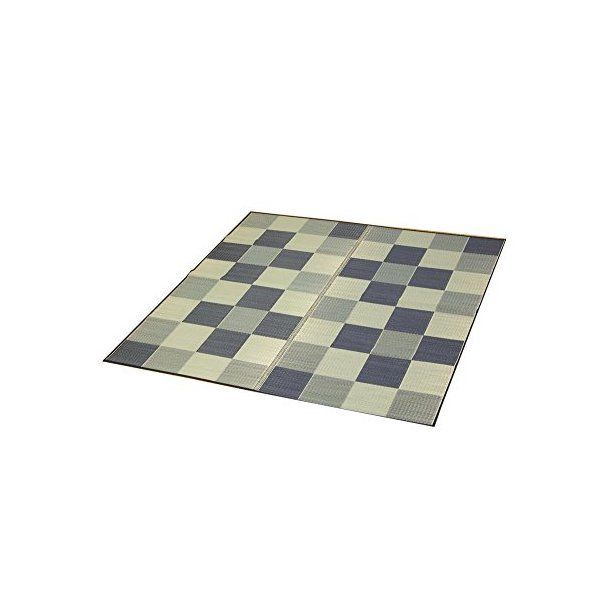 1050970133604 純国産 い草ラグカーペット 「ブロック2」 約191×191cm グレー メーカー直送