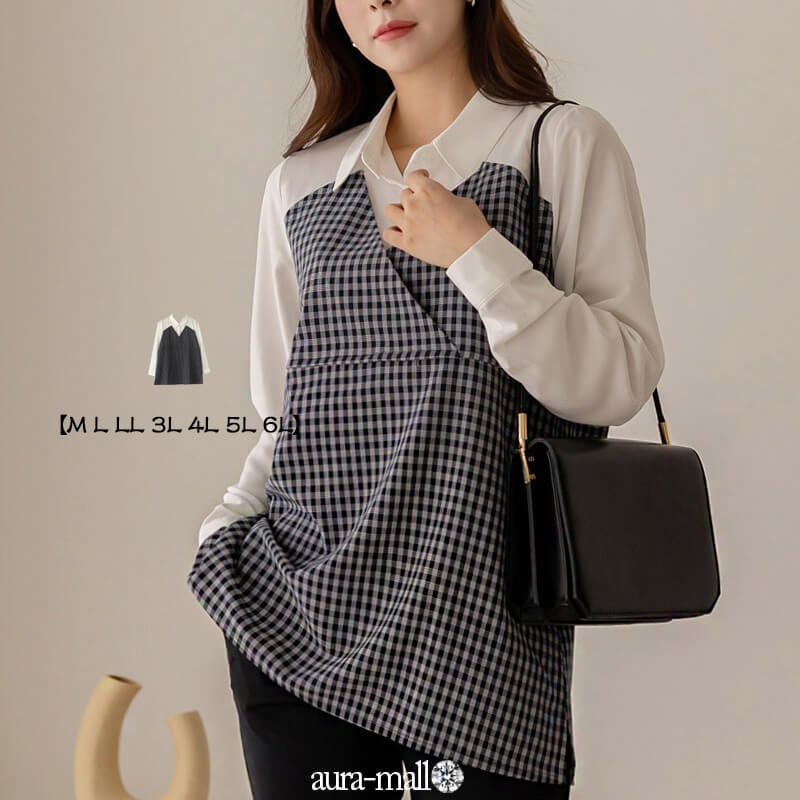 【大きいサイズM~5L13号～23号】M L LL 3L 4L 5L　ガウン コート レディース ロング チェックシャツ ロングシャツ ロングカーディガン コーディガン