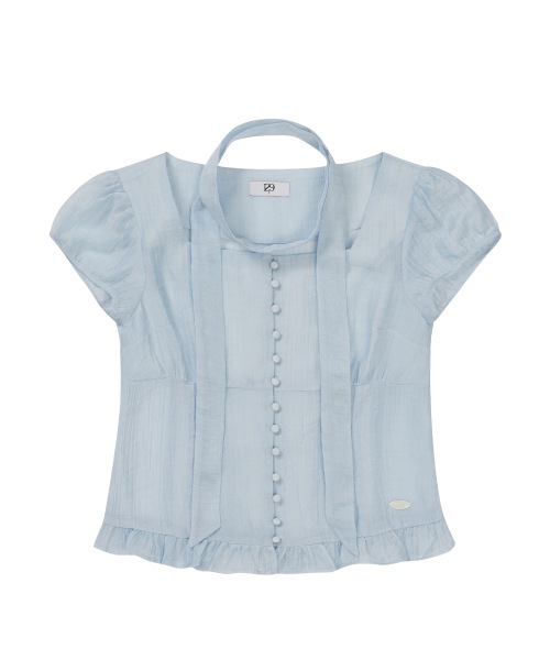 【ILLIGO】 Ribbon Tie Square Neck Blouse Blue 正規品