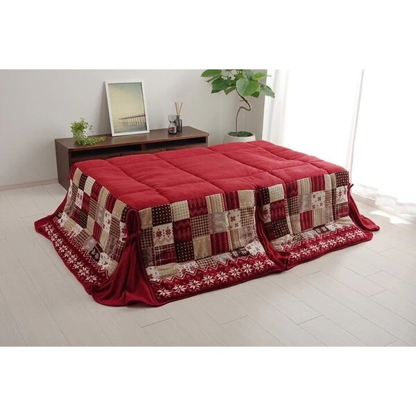 1171400244721 こたつ布団 長方形 大判 省スぺース ノルディック レッド 約190×280cm メーカー直送