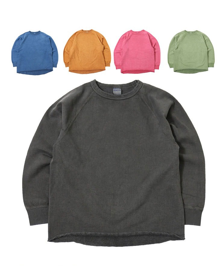 ワラワラスポーツ 公式 スウェット ラグラン 13oz トレーナー メンズ 厚手 WALLA WALLA SPORT キャンプ 服装 ファッション ピグメントダイ クルー WW030205