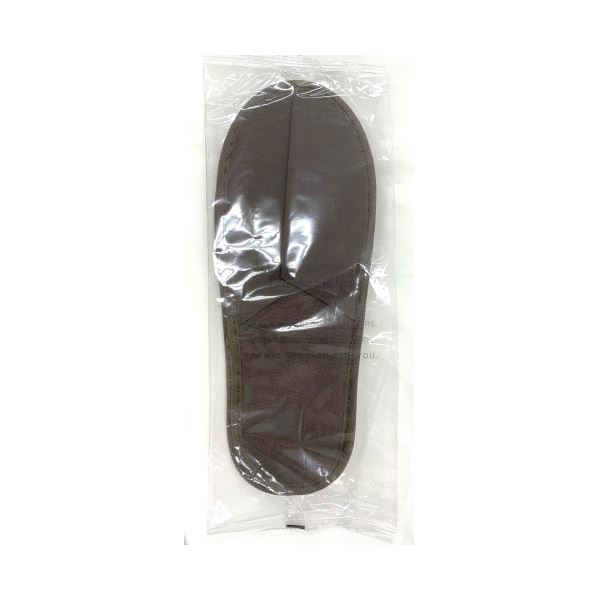 (まとめ) 使い切り不織布スリッパ ブラウン10足 5セット