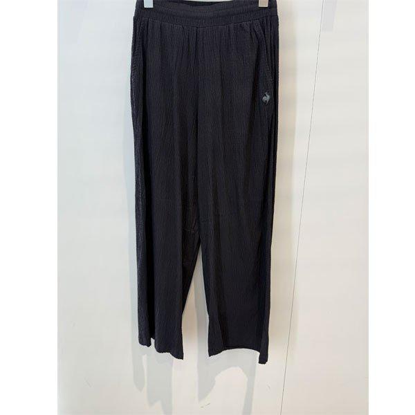 女性プチプリーツワイドフィットウーブンパンツQR222OPT51 BLK