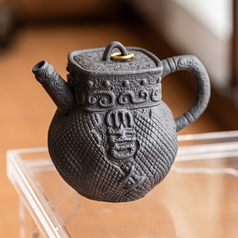 手作りの粘土の黒金の大吉ティーポットティーポット手爪ティーポットフィルター付きカンフーティーセットティーポット