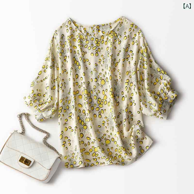 トップス レディース おしゃれ 上品 通勤 オフィス カジュアル 夏 ラウンドネック ランタン スリーブ シフォンシャツ ショート 体型カバー シャツ 薄手 涼しい 涼しい