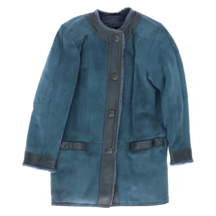 訳あり メリノ ラム Wフェイス ファー ジャケット ネイビー レディース ギフト プレゼント