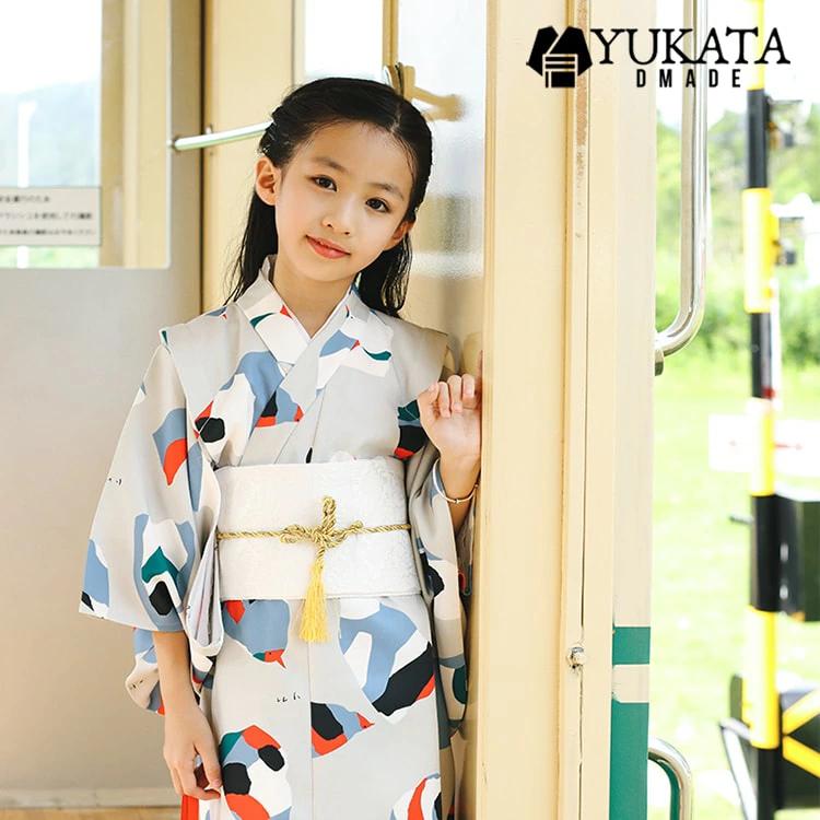 出荷が迅速である 独占販売 浴衣 魚柄 子供 キッズ 女の子 浴衣セット ワンピース 3点セット ゆかた 腰ひも 足袋 女の子 グレー 90 100 110 120 130 140 古典柄 浴衣セット 6,806円