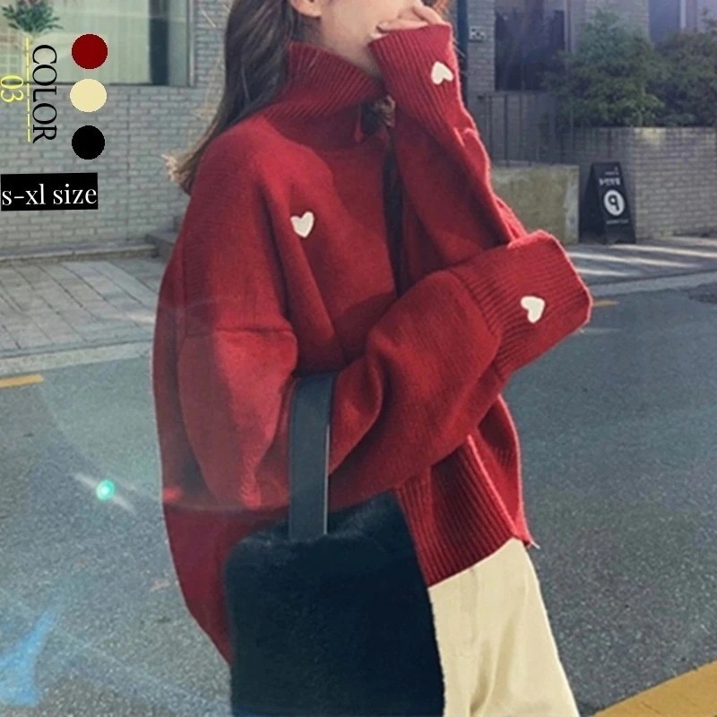 本日24新型朝ゆったりセーター女性ック韓国版ゆったり100着ハートニットネット赤だるい風ヘッジファッション