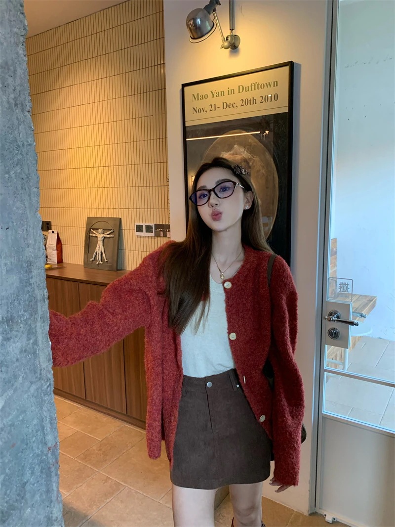 2025秋冬 韓国 ショート丈 防寒刺繍 エレガント カーディガン トップス長袖 羽織り きれいめライトニット オフィス OLへそ出しフレンチシースルーファッションレディース