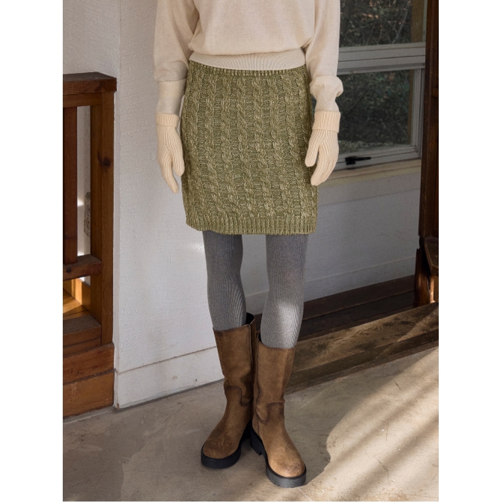 TINKNIT オリーブツイストニットスカート
