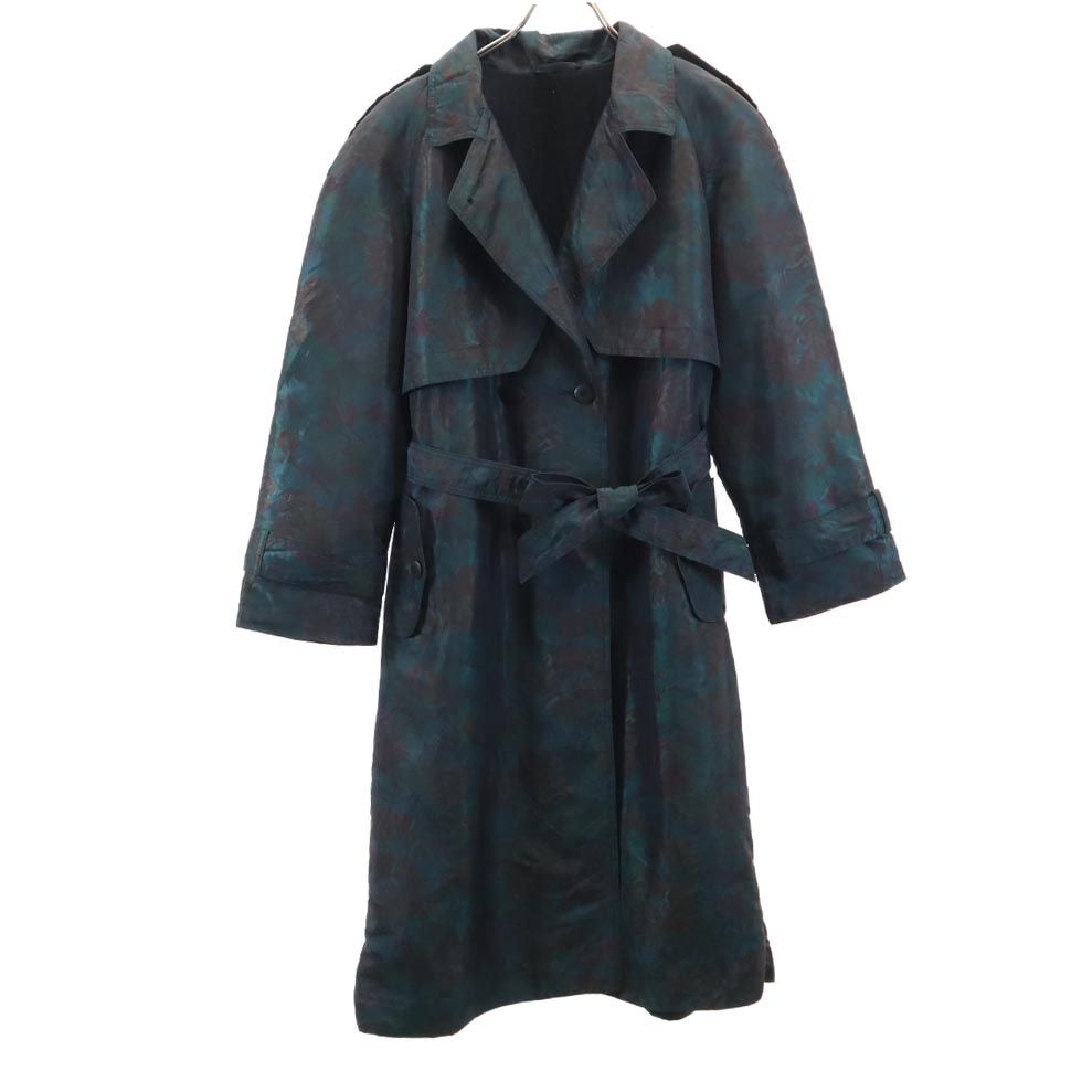 オールド 90s トレンチコート 総柄 長袖 トレンチコート 45608 グリーン系 OLD レディース