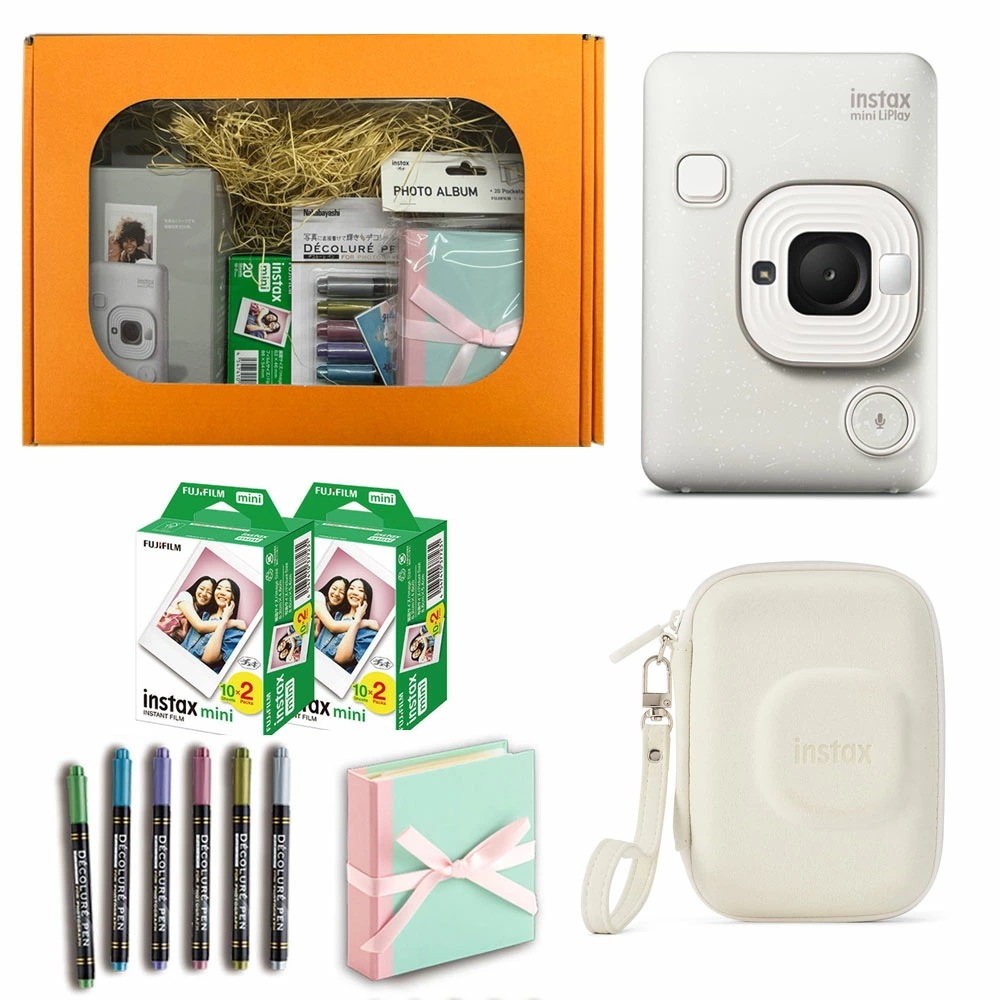【ギフト チェキB】富士フィルム（フジフィルム）インスタントカメラ　チェキ リプレイ LiPlay C ホワイト instax mini LiPLay WHITE カメラケース付き ギフトBOXセット