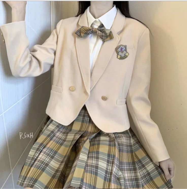 4点セットブレザー+スカート+リボン+ブラウス 制服スクールスウィートティーン ジャケットJK女の子就職活動面接ブラックアウターコート高校生中学生学生制服 卒業式入学式冬秋春夏