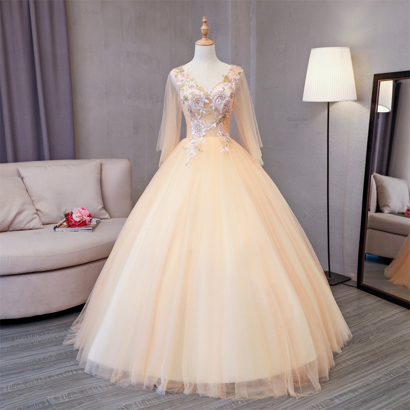 カラードレス ロングドレス 演奏会 コンサート パーティードレス ウェディング 二次会 プリンセス 結婚式 ステージ衣装 大きいサイズ シャンペン色