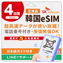 SKテレコム  データクーポン ジョングク 韓国 SKテレコム（SK Telecom）／ KT のeSIM予約 1日5〜50GB