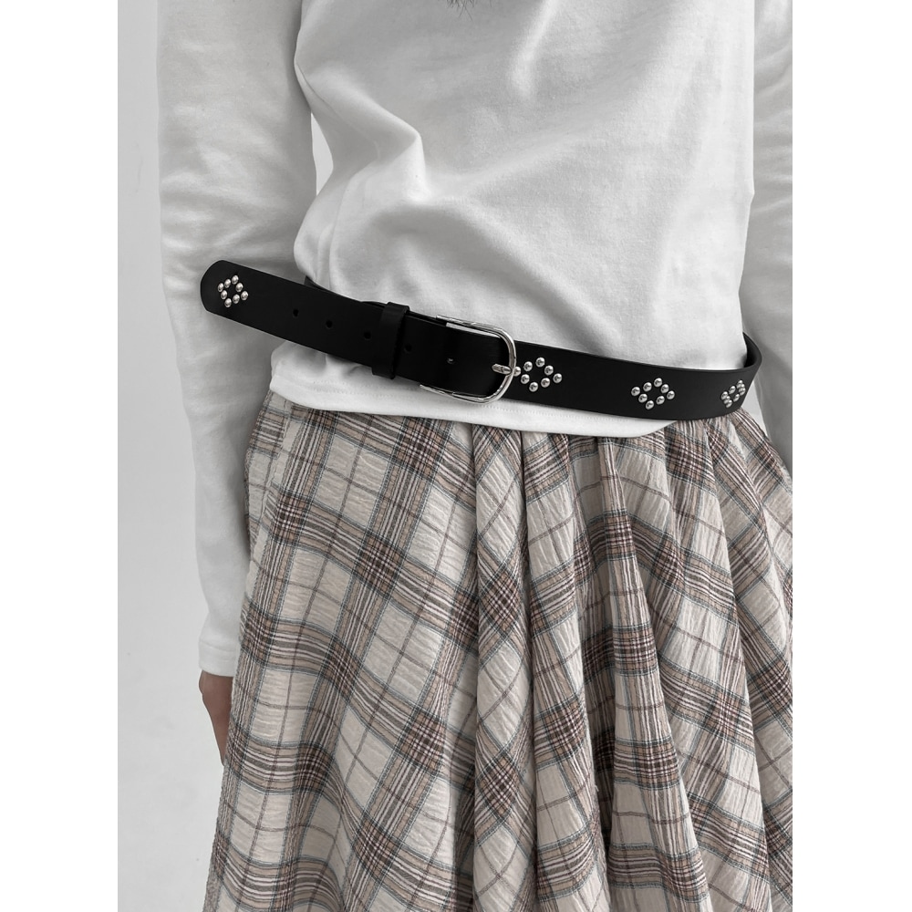 BLACK UP【春新品】ハンドスタッズレザーベルト (牛革)