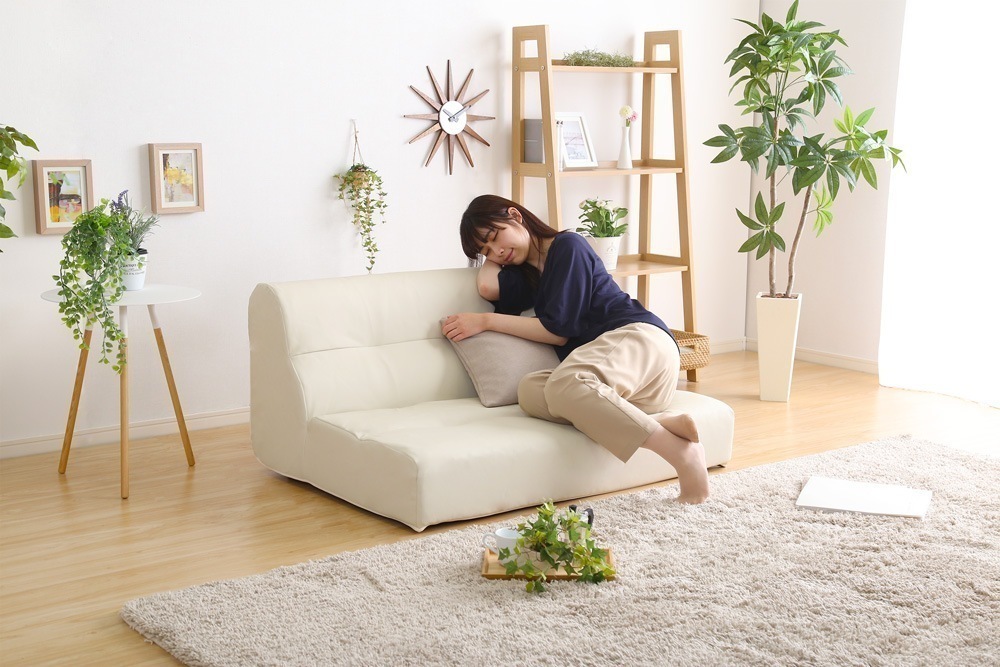 ソファー 2人掛け レトロ レザー ポケットコイル 日本製 ローソファ 完成品 ソファ 二人掛け 二人用 2人用